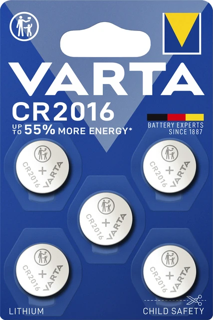 Batterij Varta knoopcel CR2016 lithium blister à 5