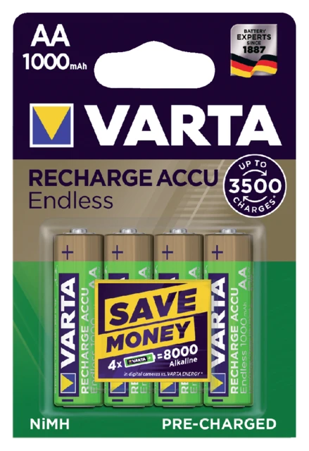Batterij oplaadbaar Varta 4xAAA 1000mAh ready2use