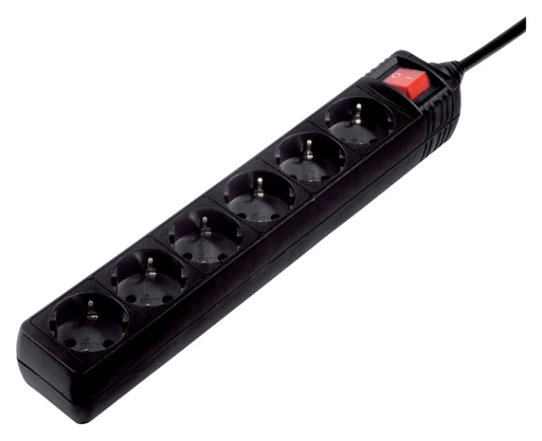 Tafelcontactdoos 6voudig Beveiligd 500cm Zwart