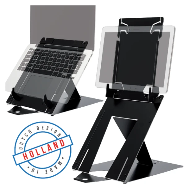 Laptopstandaard R-Go Riser Duo Laptop/Tablet Zwart