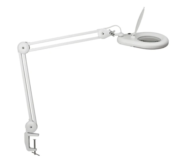 Loeplamp Maul Viso Ledlamp met tafelklem Wit