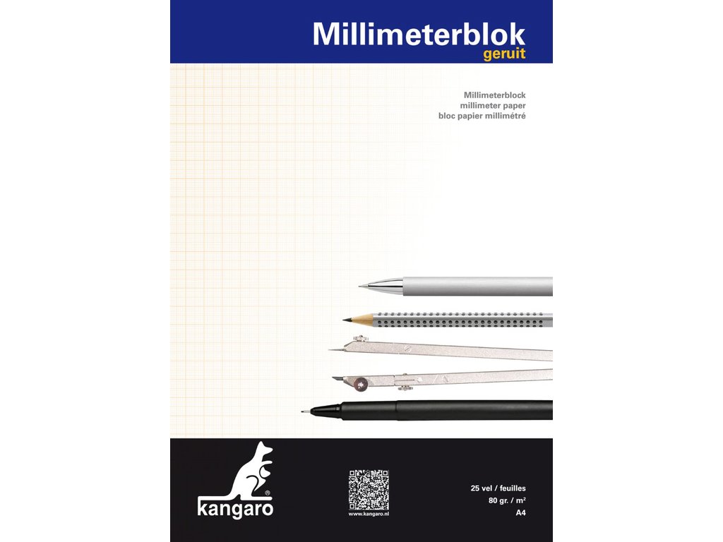 Millimeterblok Kangaro A4 blok a 25 vel