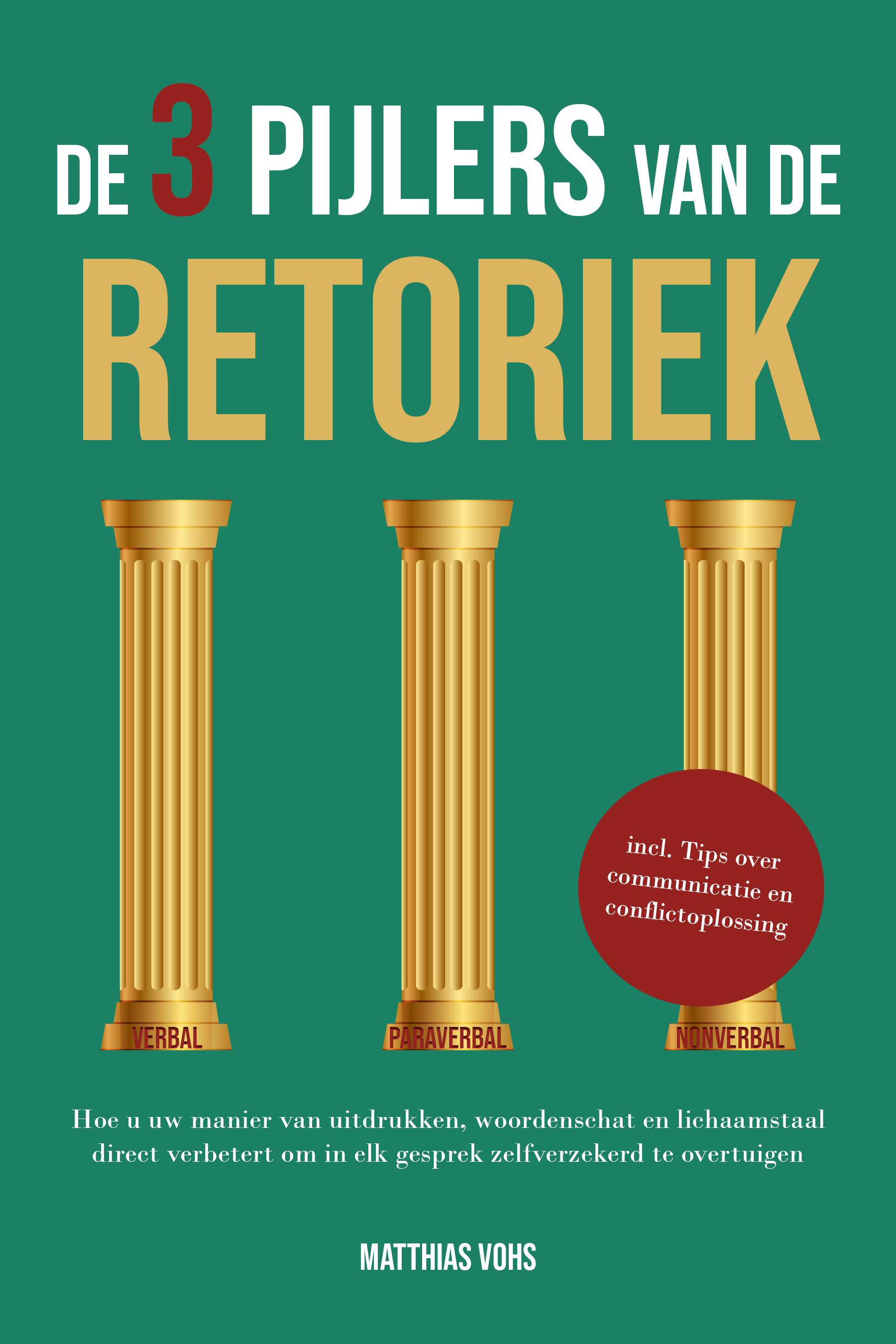 De 3 pijlers van de retoriek: Hoe u uw manier van uitdrukken, woordenschat en lichaamstaal direct verbetert om in elk gesprek zelfverzekerd te overtuigen ¿ Inclusief tips over communicatie en conflictoplossing – Matthias Vohs – boek cover