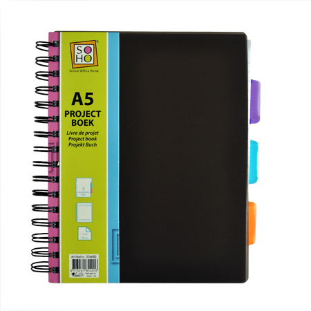 Projectboek A5 zwart 200vel SOHO