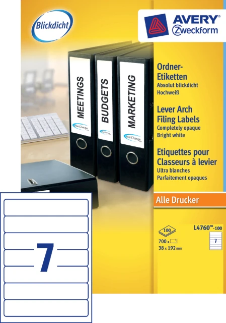 Rugetiket Avery L4760-100 192x38mm zelfklevend wit