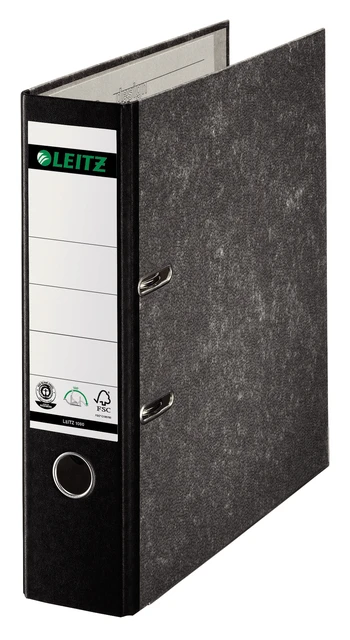 Ordner Leitz 1080 klassiek gewolkt 180° 80mm karton A4 zwart