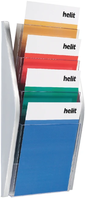 Folderhouder Helit Wand 4 X A4 Zilver
