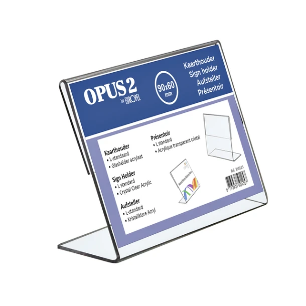 Kaarthouder Opus 2 90x60mm L-Standaard Acryl