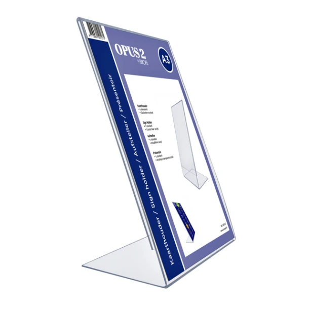 Kaarthouder OPUS 2 L-standaard A3 staand acryl