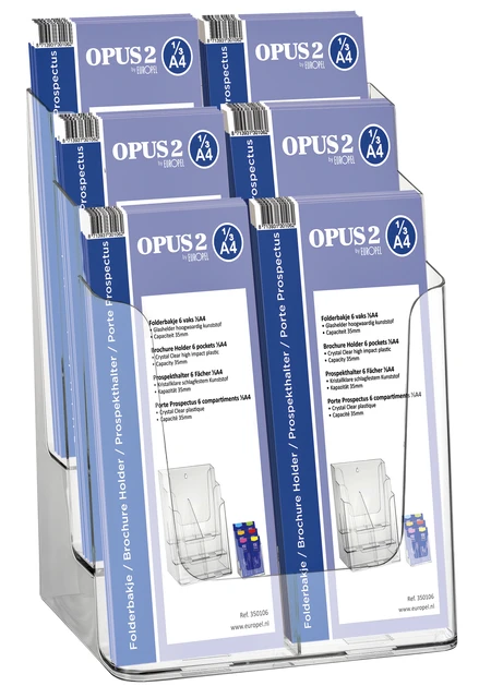 Folderhouder Europel 6 Vaks 1/3 A4 Transparant