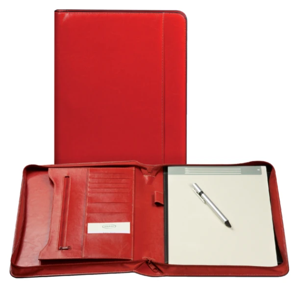 Schrijfmap Brepols A4 Palermo Luxe met rits en blok, Rood