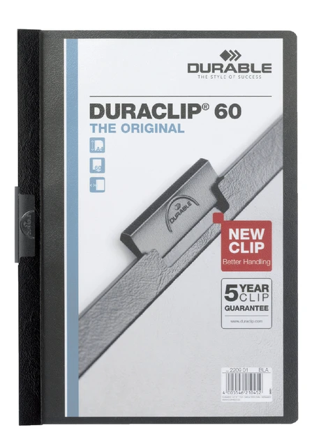 Klemmap Durable Duraclip A4 6mm 60 vellen zwart