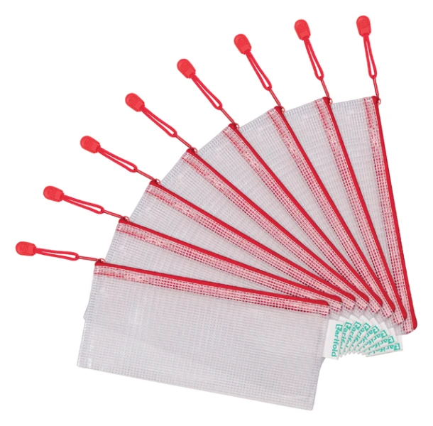 Opbergtas Tarifold met rits 250x115mm PVC rood