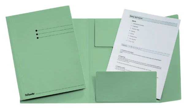 Dossiermap Esselte A4 3klep Manilla 275gr Groen