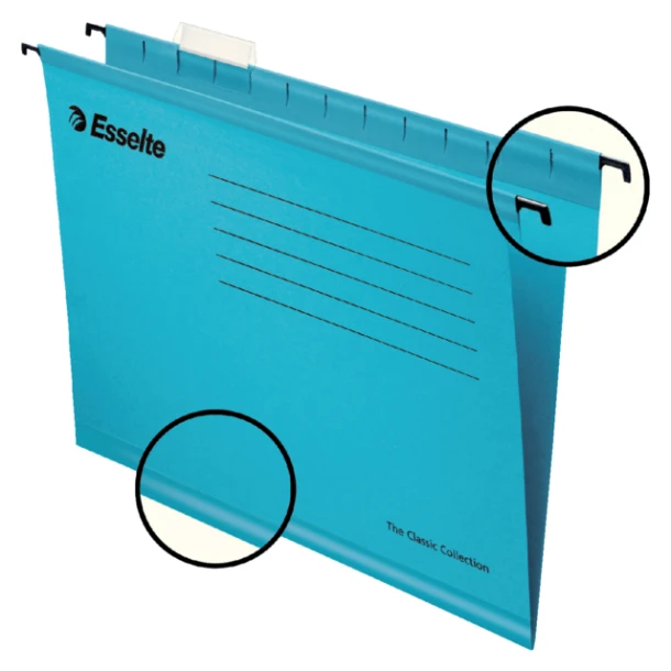 Hangmap Esselte Classic folio V-bodem blauw; doos 25 stuks