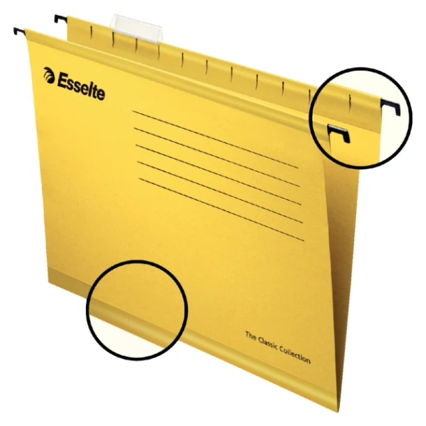 Hangmap Esselte Classic folio V-bodem geel; doos 25 stuks