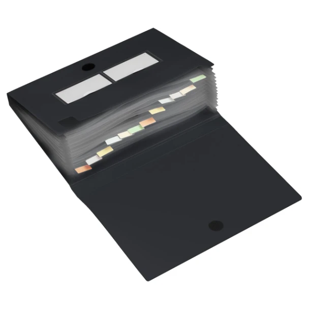 Sorteermap HFP 12 vaks PP met sluiting, zwart