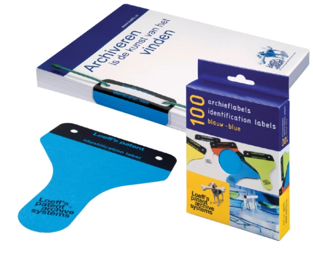 Archieflabels Loeff blauw; pak 100 stuks