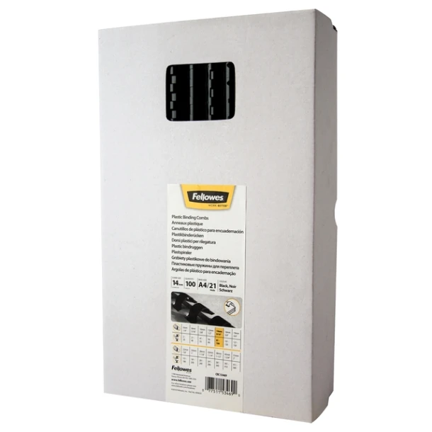 Bindrug Fellowes 14mm 21rings A4 zwart 100 stuks