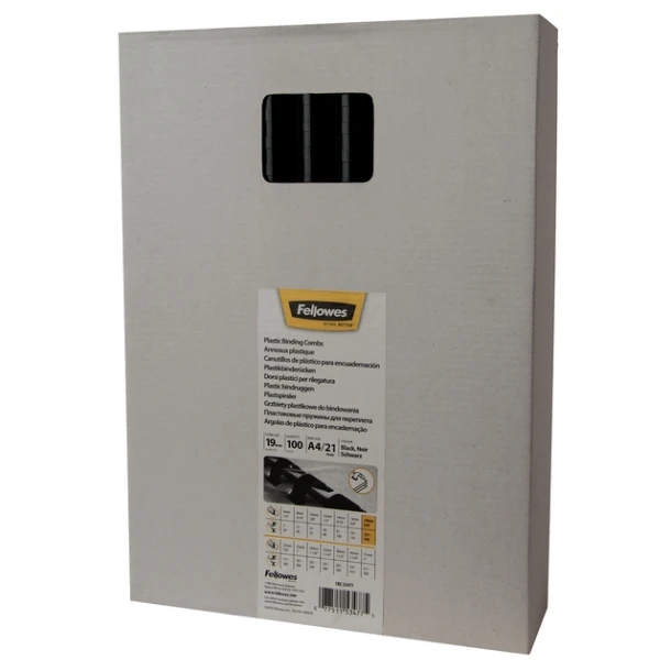 Bindrug Fellowes 19mm 21rings A4 zwart 100 stuks