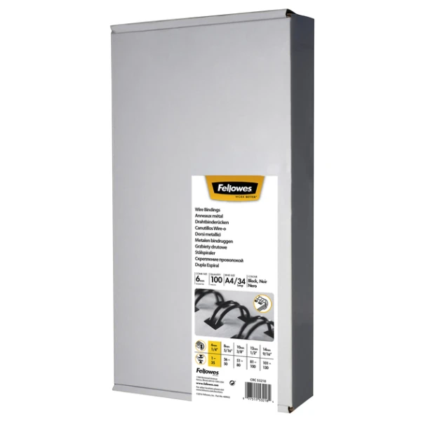 Draadrug Fellowes 34 Rings 6mm A4 Zwart