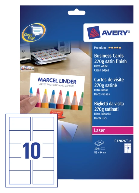 Visitekaart Avery C32026-25 2-Zijdig 250stuks