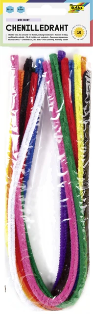 Chenille draad Folia assorti; blister 10 stuks