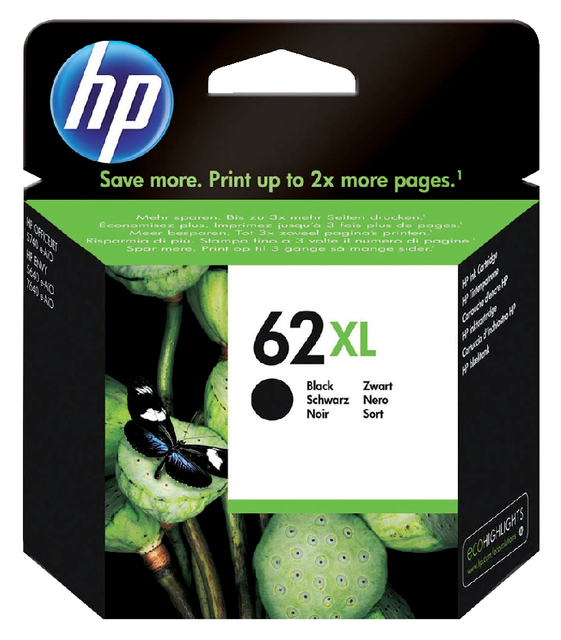 Inktcartridge HP C2P05AE (62XL) zwart; 12ml