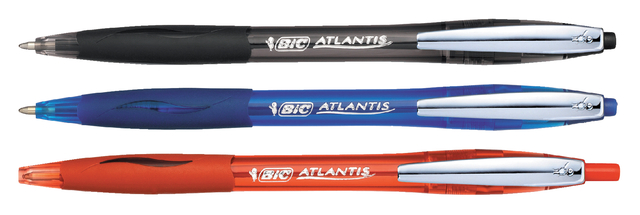 Balpen Bic Atlantis zwart metalen clip