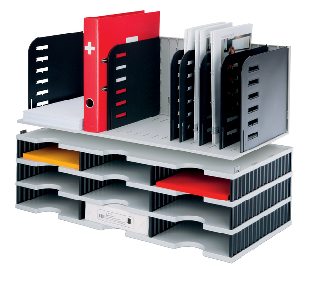 Sorteerstation Styrorac A4 8vaks Zwart/Grijs