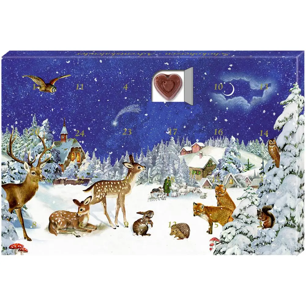 Adventkalender mini Dieren met Belg chocolade