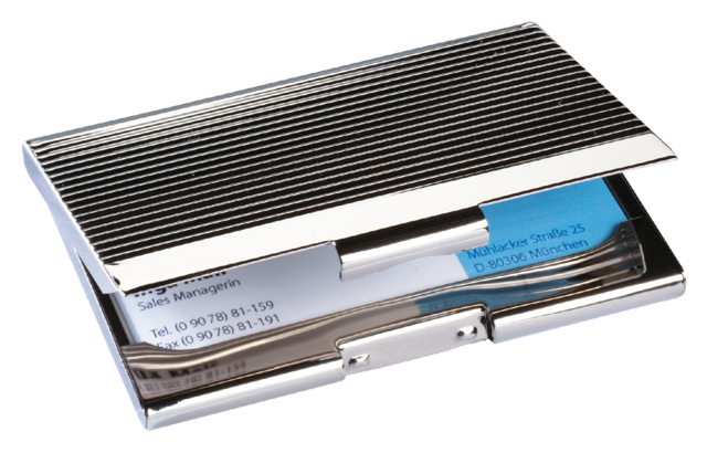 Visitekaartenhouder Sigel VZ130 90x55mm tbv 20 kaarten chroom