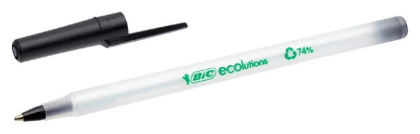 Balpen Bic ecolutions round stic medium zwart; doos 60st