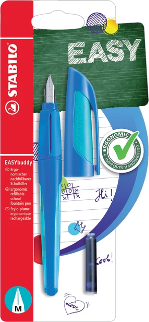 Vulpen STABILO Easybuddy rechts medium donkerblauw/lichtblauw blister