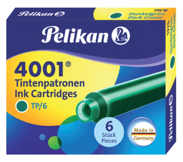 Inktpatronen Pelikan TP6 donkergroen; dsj a 6st