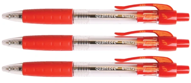 Balpen Quantore Grip drukknop rood medium ds a 12