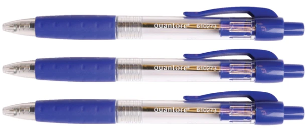 Balpen Quantore Grip drukknop blauw medium ds a 12