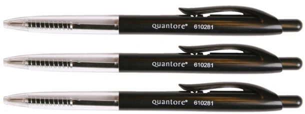 Balpen met drukknop Quantore zwart doos a 50 stuks