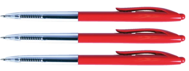 Balpen met drukknop Quantore rood doos a 50 stuks