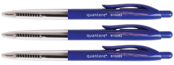 Balpen met drukknop Quantore blauw doos a 50 stuks