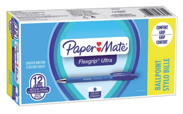 Balpen Papermate Flexgrip+drukknop M blauw