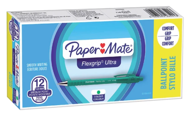 Balpen Papermate Flexgrip+drukknop M groen