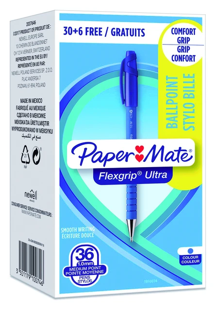 Balpen Papermate Flexgrip Ultra blauw medium 30+6