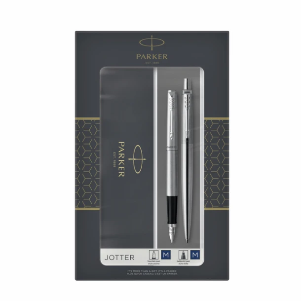 Balpen en vulpen Parker Jotter Steel CT