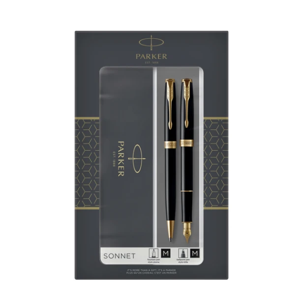 Balpen en vulpen Parker Sonnet Lacquer Black GT