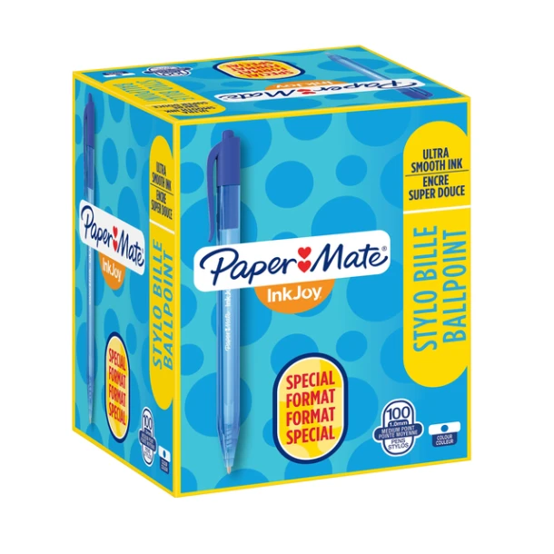 Balpen Papermate Inkjoy 100rt Valuepack M Blauw