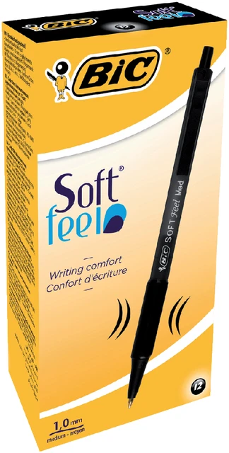Balpen Bic Soft Feel Clic Grip zwart medium