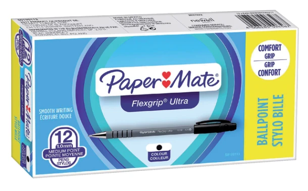 Balpen Papermate flexgrip medium zwart
