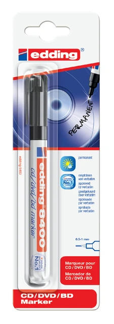 Cd marker edding 8400 rond 0.5-1.0mm zwart blister à 1 stuk