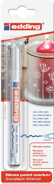 Paintmarker edding 751 op oliebasis 1-2mm wit blister à 1 stuk
